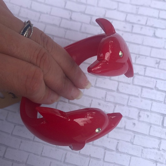 Dolphins red ocean hinged bracelet glossy beach - Picture 4 of 7